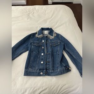 Sandro rhinestone fringe denim jacket